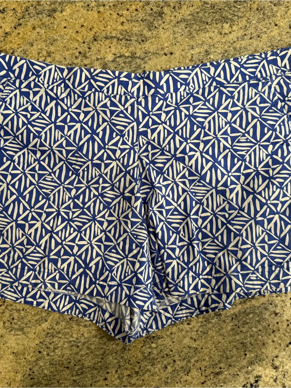 Lilly Pulitzer Blue and White Geometric High-Waist Shorts